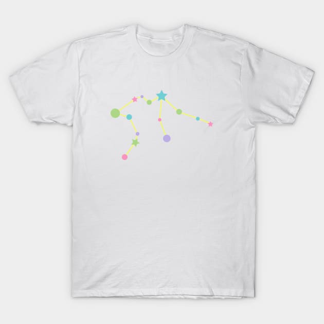 Aquarius Zodiac Constellation in Rainbow Pastels T-Shirt by Kelly Gigi